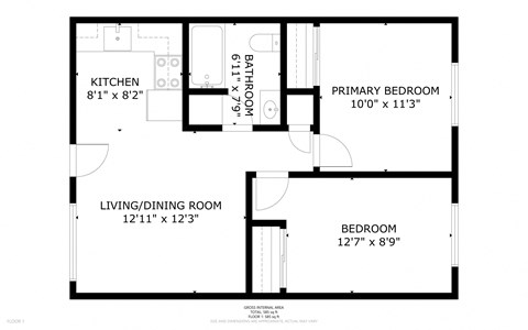 Creekside Apartments 2x1 A 2D Floor Plans